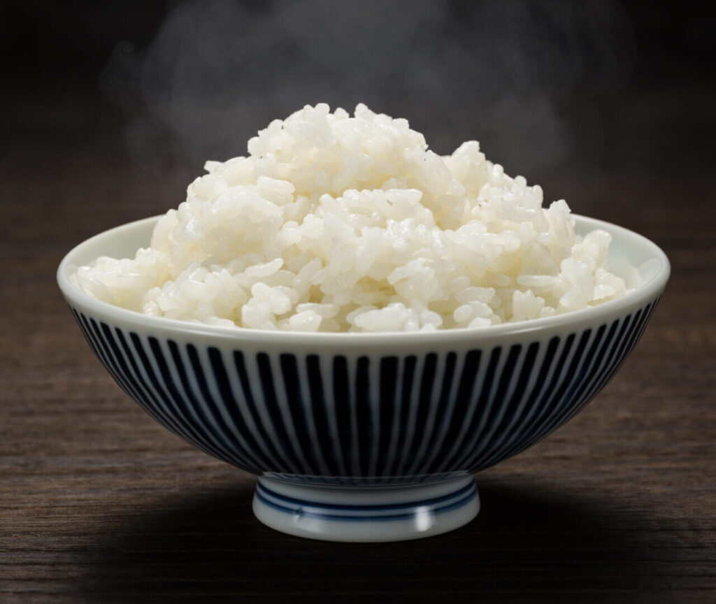 hot rice in a bowl