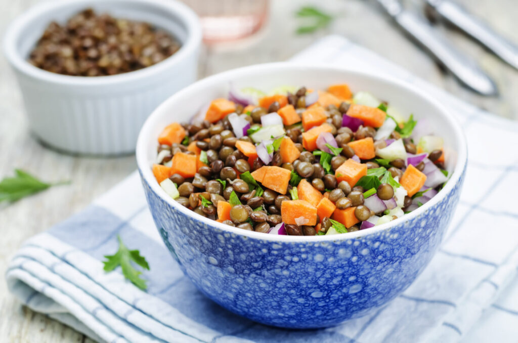 green lentils carrots celery salad