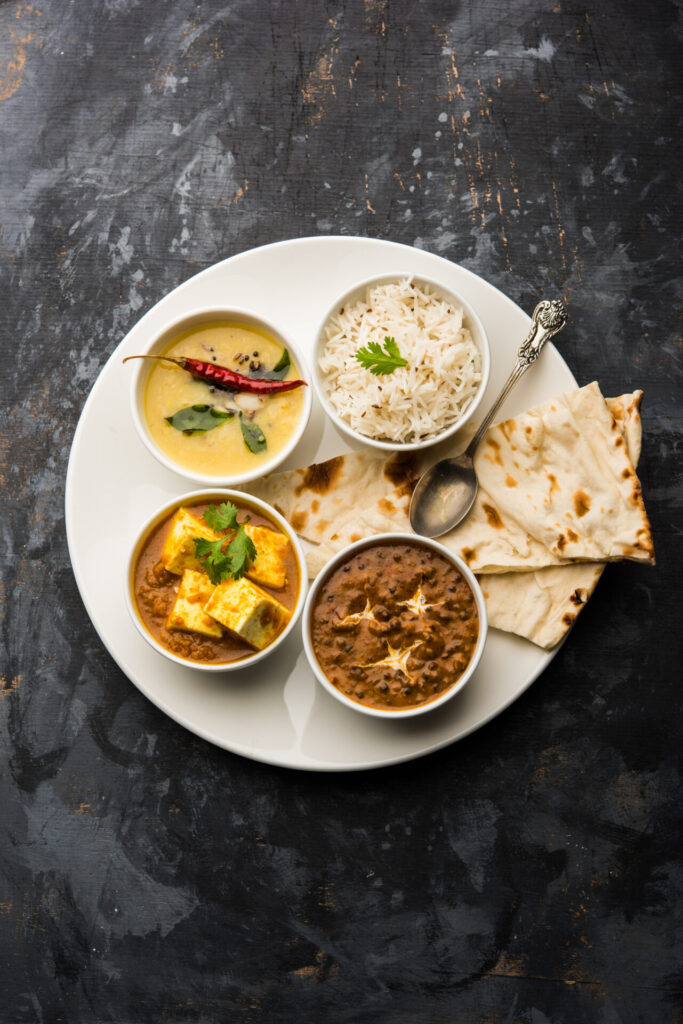 North Indian food platter or thali