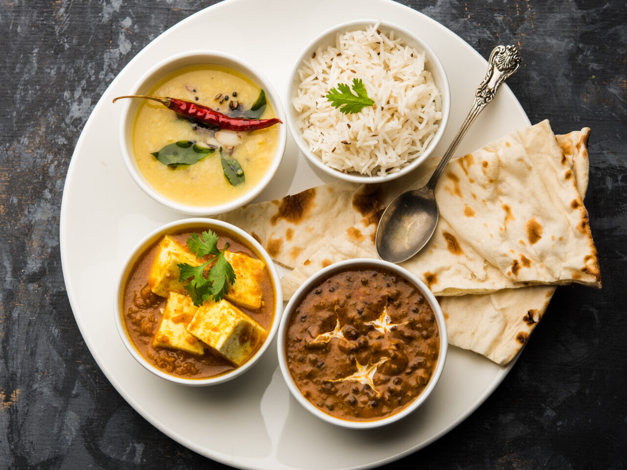 North Indian food platter or thali